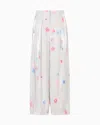 Emporio Armani Fluid Viscose Trousers With Pleats And All-over Floral Print In White