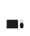 Emporio Armani Black Leather Wallet+keychain Set In Black