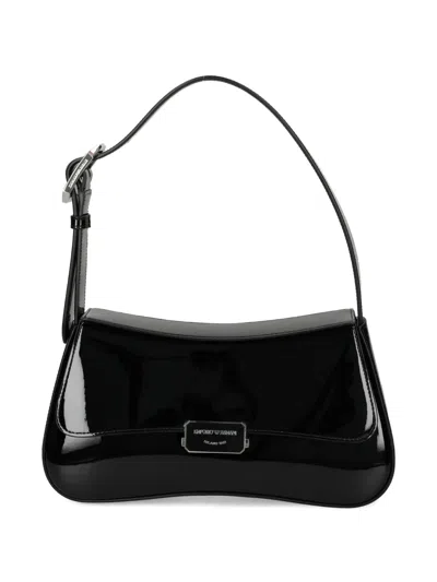 Emporio Armani Foldover-top Buckle Shoulder Bag In Black