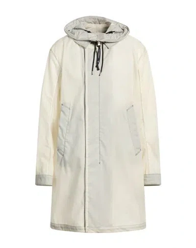Emporio Armani For C. P. Company Man Overcoat & Trench Coat Ivory Size 40 Wool, Polyurethane Resin In White