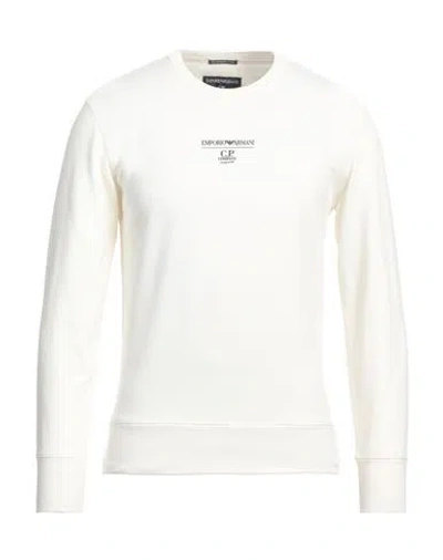 Emporio Armani For C. P. Company Man Sweatshirt Ivory Size Xs Cotton In White