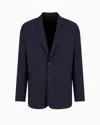 Emporio Armani Blazer Single-breasted Pintuck Detailing In Navy Blue