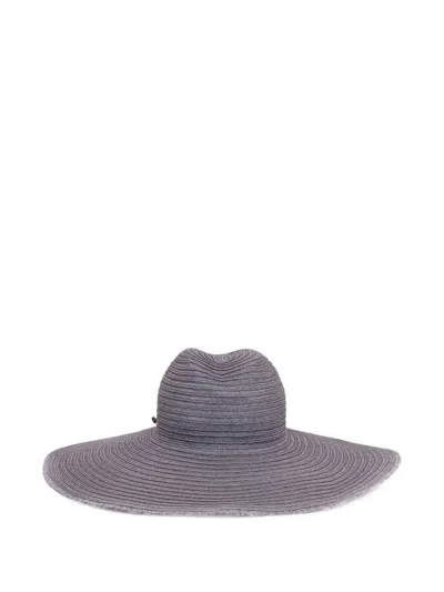 Emporio Armani Sonnenhut Mit Ausgefranster Krempe In Grey