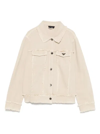 Emporio Armani Kids' Frayed-detail Jacket In Neutrals