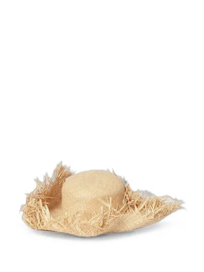 Emporio Armani Frayed Hat In Neutral