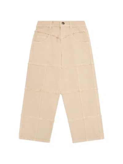Emporio Armani Kids' Frayed Panelled Jeans In Neutral