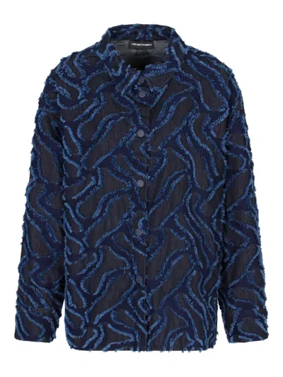 EMPORIO ARMANI FRAYED-PATTERN JACKET