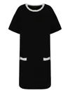 Emporio Armani Fringe-trim Ottoman Shift Dress In Black