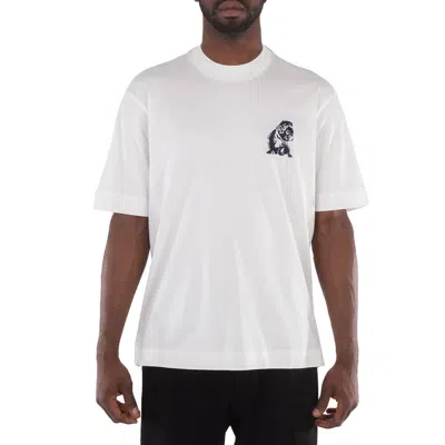 Emporio Armani French Bulldog-embroidered Crew Neck T-shirt In White