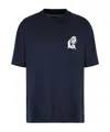 Emporio Armani French Bulldog-embroidered T-shirt In Blue