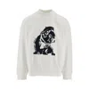 Emporio Armani French Terry Crewneck Bulldog Embroidery Sweatshirt In White