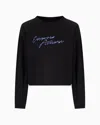 Emporio Armani French Terry Jersey Sweatshirt With Logo In Black