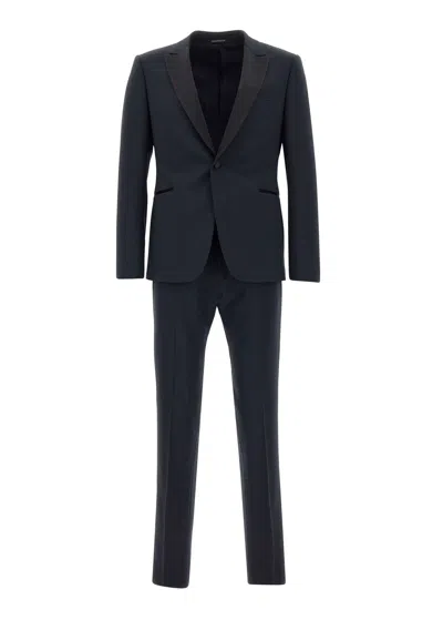 Emporio Armani Fresh Wool Two-piece Formal Suit In Blue