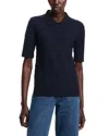 Emporio Armani Frill Striped Top In Blue