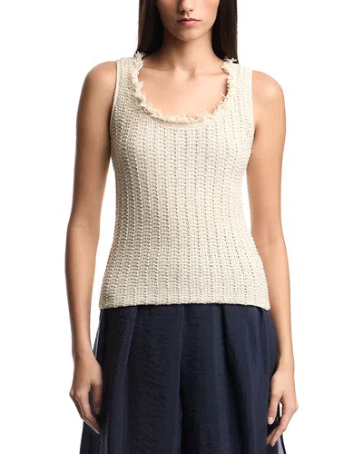 Emporio Armani Fringe Detail Knit Top In Neutral