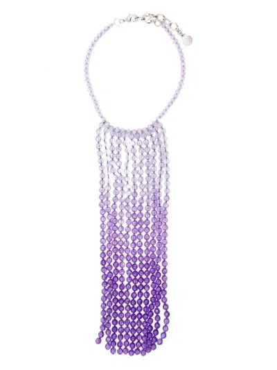 Emporio Armani Fringe Embellished Necklace In Pink