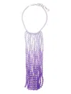 Emporio Armani Fringe Embellished Necklace In Purple
