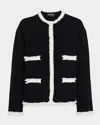 Emporio Armani Ottoman Stitch Knit Jacket With Fringe Hems
