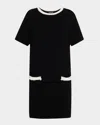 Emporio Armani Fringe-trim Ottoman Shift Dress In Black