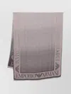 Emporio Armani Fringed Edges Rectangular Logo Scarf In Purple