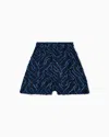 Emporio Armani Fringed Embossed Jacquard Denim Shorts In Blue