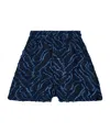 Emporio Armani Fringed Embossed Jacquard Denim Shorts In Blue