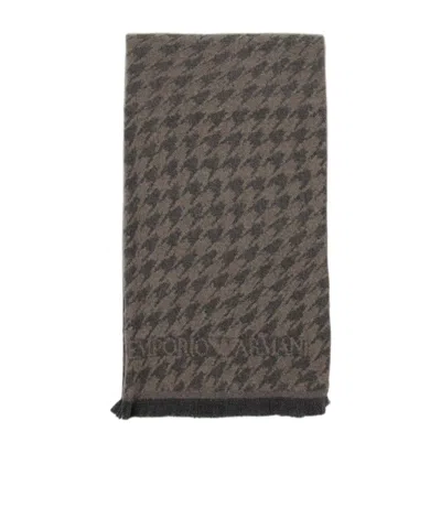 EMPORIO ARMANI HOUNDSTOOTH WOOL SCARF