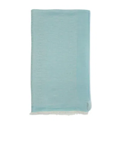 Emporio Armani Fringed Scarf In Blue
