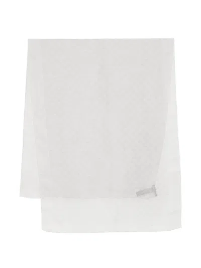 Emporio Armani Jacquard Scarf In White