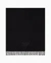 Emporio Armani Fringed Scarf With Eagle Print In Black
