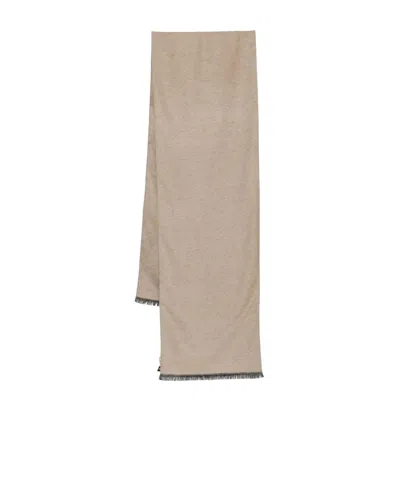 Emporio Armani Fringed Silk Scarf In Brown