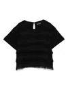 Emporio Armani Crew Neck Fringe T-shirt Keyhole Back In Black