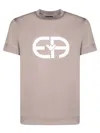 Emporio Armani Logo-print Crew Neck T-shirt In Beige