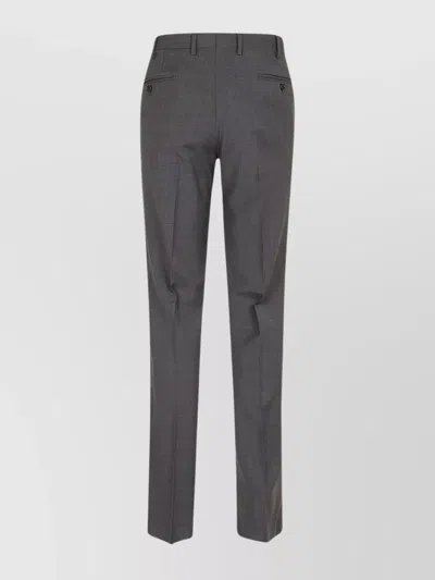 Emporio Armani Front Pleated Cuffed Hem Trousers In Gray