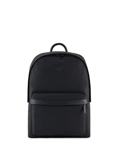 Emporio Armani Front Pocket Backpack In Black