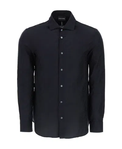 Emporio Armani All-over Logo Jacquard Shirt In White