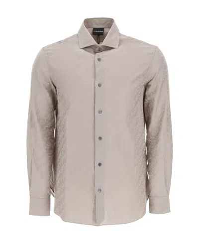 Emporio Armani Full-length Logo Jacquard Shirt In Nude