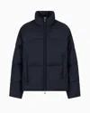 Emporio Armani High Collar Quilted Design Side Pockets In Navy Blue