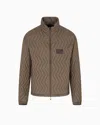 Emporio Armani Full-zip Down Jacket In Chevron Quilted Ripstop Nylon In Brown