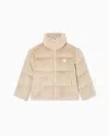 Emporio Armani Full-zip Jacket In Faux-fur Fabric In Neutral