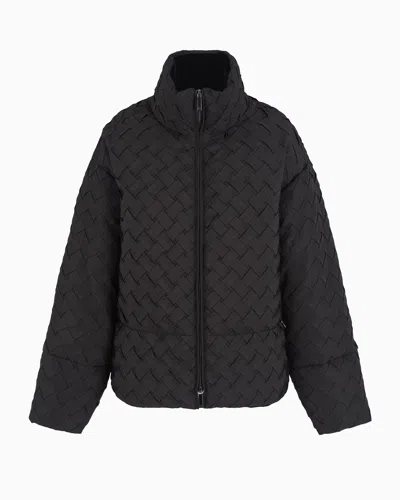Emporio Armani Full-zip Jacket In Woven Technical Fabric In Noir