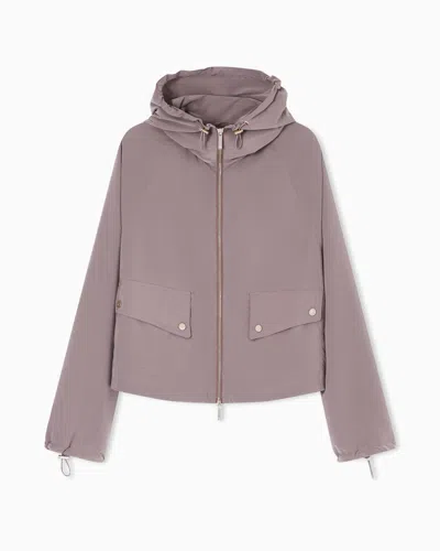 Emporio Armani Full-zip Nylon Blouson With Hood In Gray