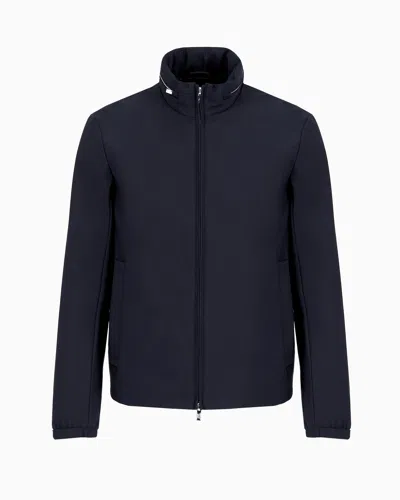 Emporio Armani Full-zip Nylon Blouson In Navy Blue