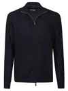 Emporio Armani Grid Stitch Sweater In Blu Acciaio