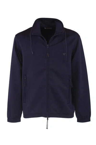 Emporio Armani Full Zip Sweatshirt In Blu