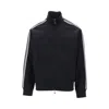 Emporio Armani Zippered High Collar Sweatshirt With Stripe Detailing In Blue