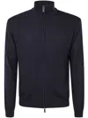 Emporio Armani Grid-pattern Zip-up Cardigan In Blue