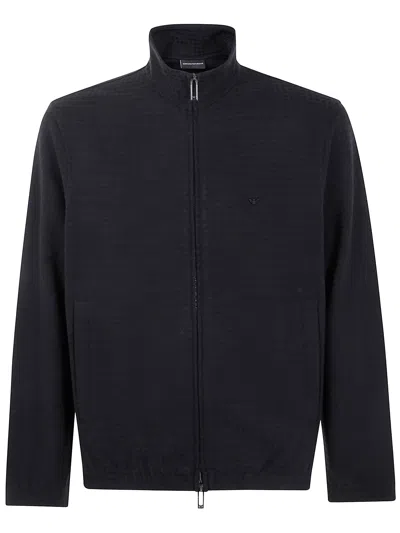 Emporio Armani Full Zip Turtle Neck Sweatshirt In Black