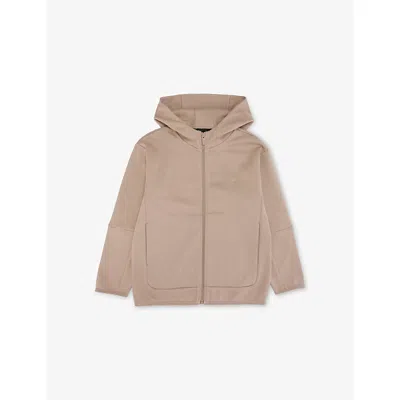 Emporio Armani Kids' Branded Cotton-blend Hoody 4-16 Years Fungi In Brown
