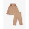 Emporio Armani Logo-embroidered Regular-fit Cotton-jersey Tracksuit 9-36 Months Fungi In Brown